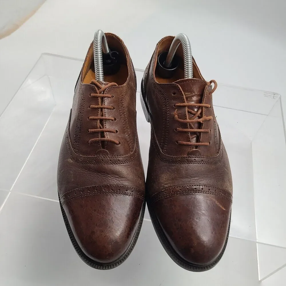 Stanley Blacker Couture Handmade Italy Dress Brown Cap Toe Oxfords 9M Style 526